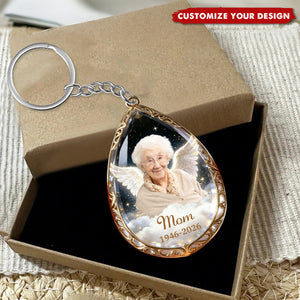 In Loving Memory-Personalized Photo Angel Wings Keychain