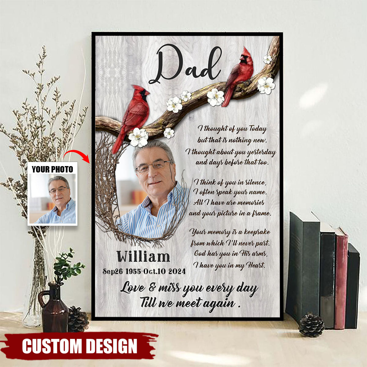 Love And Miss You Every Day - Personalized Memorial Poster, Sympathy Gift