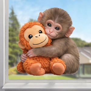 Baby Monkey Hugging Plush Sticker -  Gift for Family & Kids