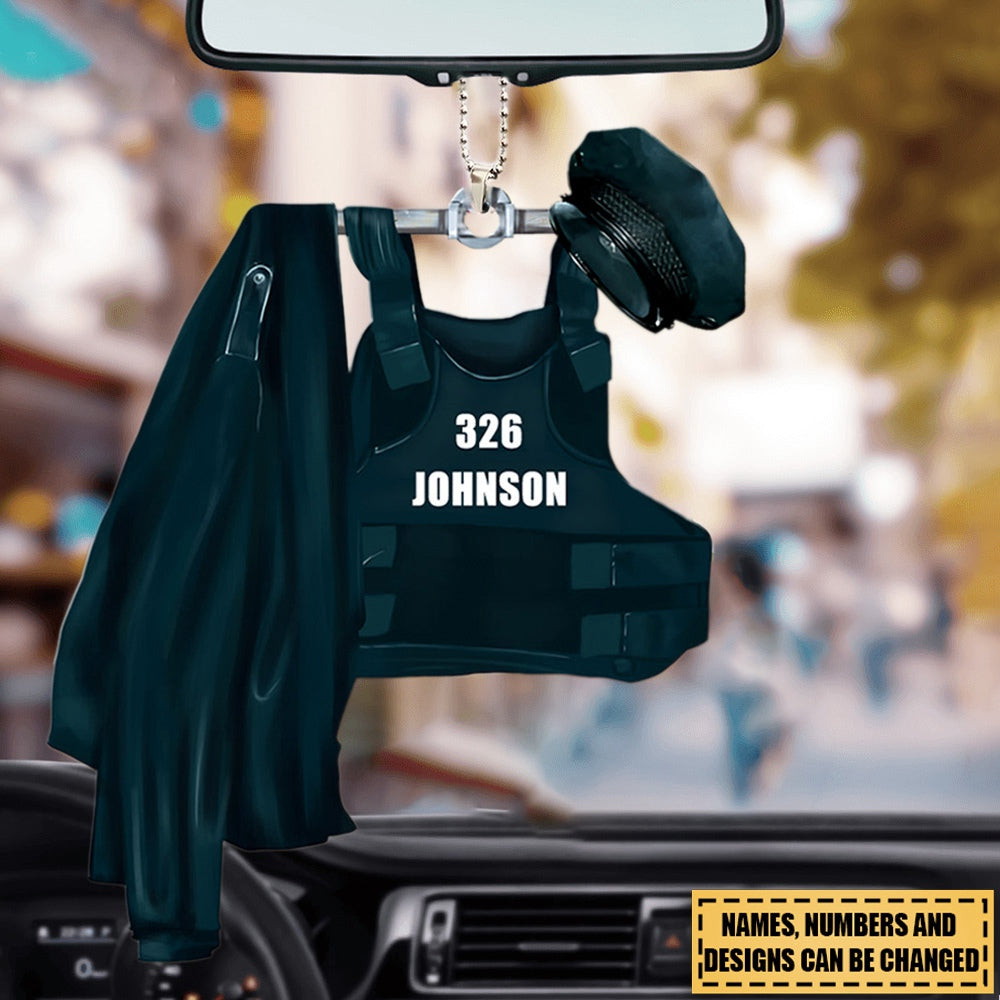 Police's Uniform - Personalized Car Hanging Ornament - Gift For Police Officer