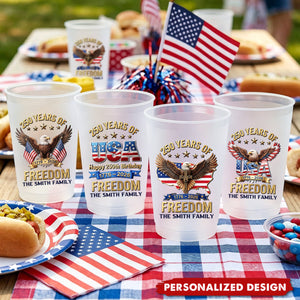 Personalized 250 Years of Freedom Cups - Custom Family Name 4th of July Gift