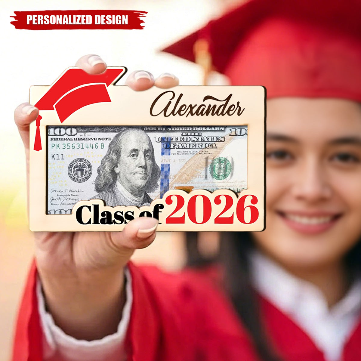 Personalized Graduation Money Holder -Custom Name Class of 2026 Grad Gift