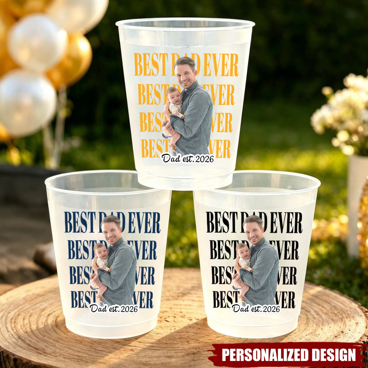 Personalized Father’s Day Party Cups, Custom Family Photo Reusable Drinking Cups for Dad
