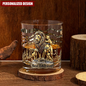 Personalized Lion Dad Whiskey Glass -Best Father‘s Day Gift