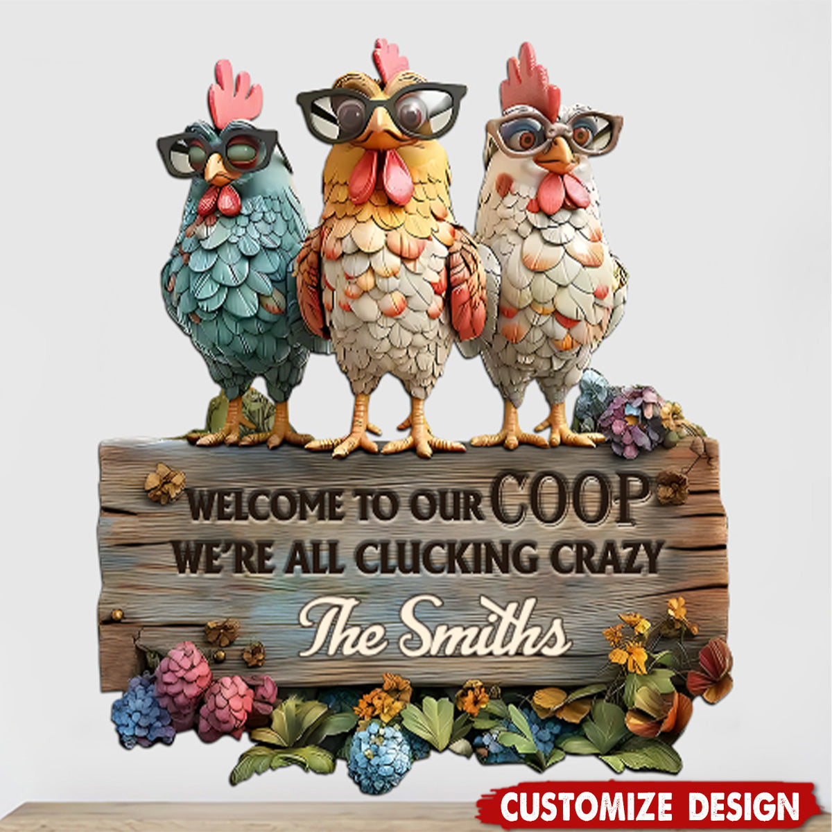 Welcome To Our Coop - Personalized Chicken Cut Metal Sign