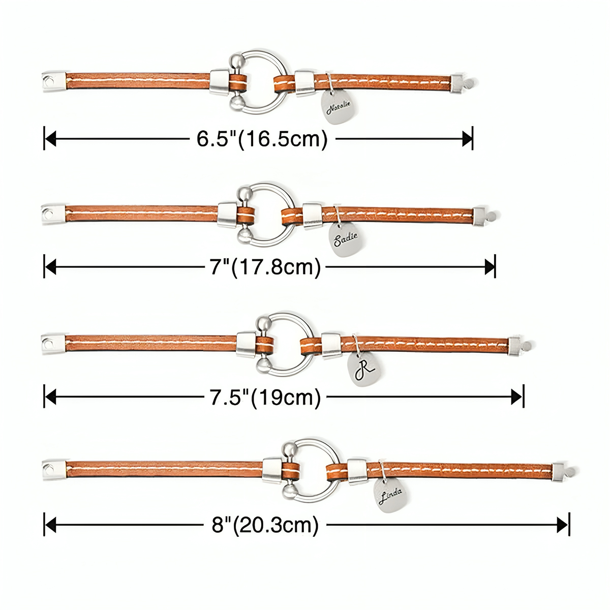 Personalized Equestrian Horsebit Leather Magnetic Bracelet with Name