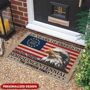 Personalized Patriotic Family Doormat —  American 250th Anniversary Gift