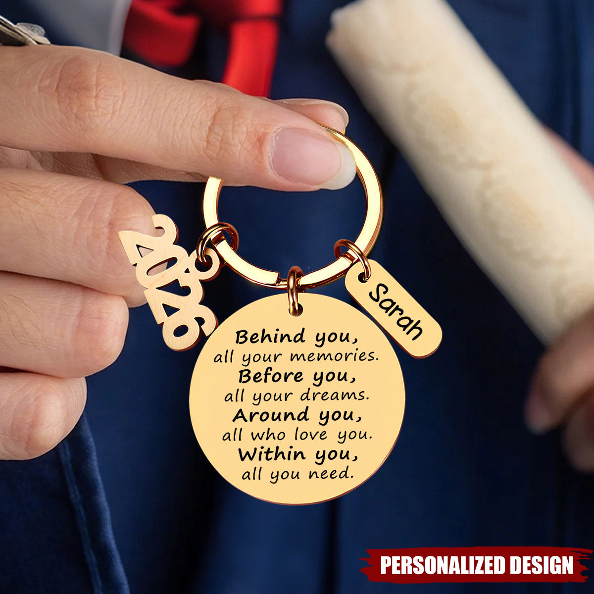 Personalized 2026 Graduation Keychain - Custom Name Inspirational Gift