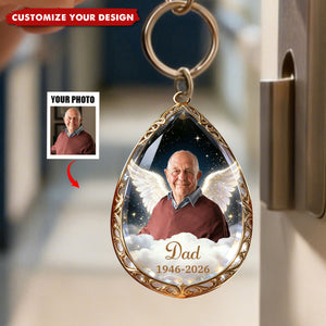 In Loving Memory-Personalized Photo Angel Wings Keychain