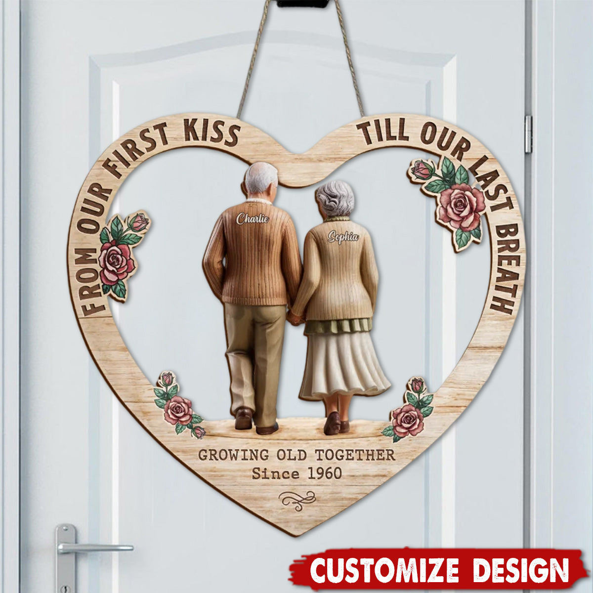 Personalized Couple Wooden Sign - Anniversary Gift Idea For Husband,Wife