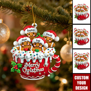 Merry Christmas - Personalized Gingerbread Family Ornament