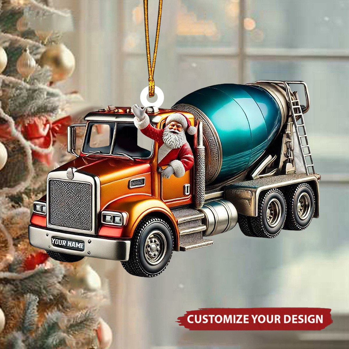 Personalized Cement Mixer Santa Ornament - 2024 New Release Unique Holiday Gift for Construction Fans