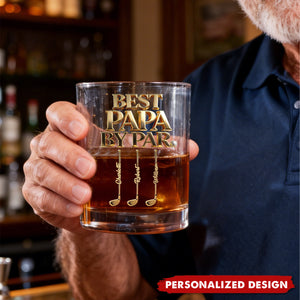 Personalized Best Dad By Par Golf Whiskey Glass - Father’s Day Golf Gift for Papa Grandpa