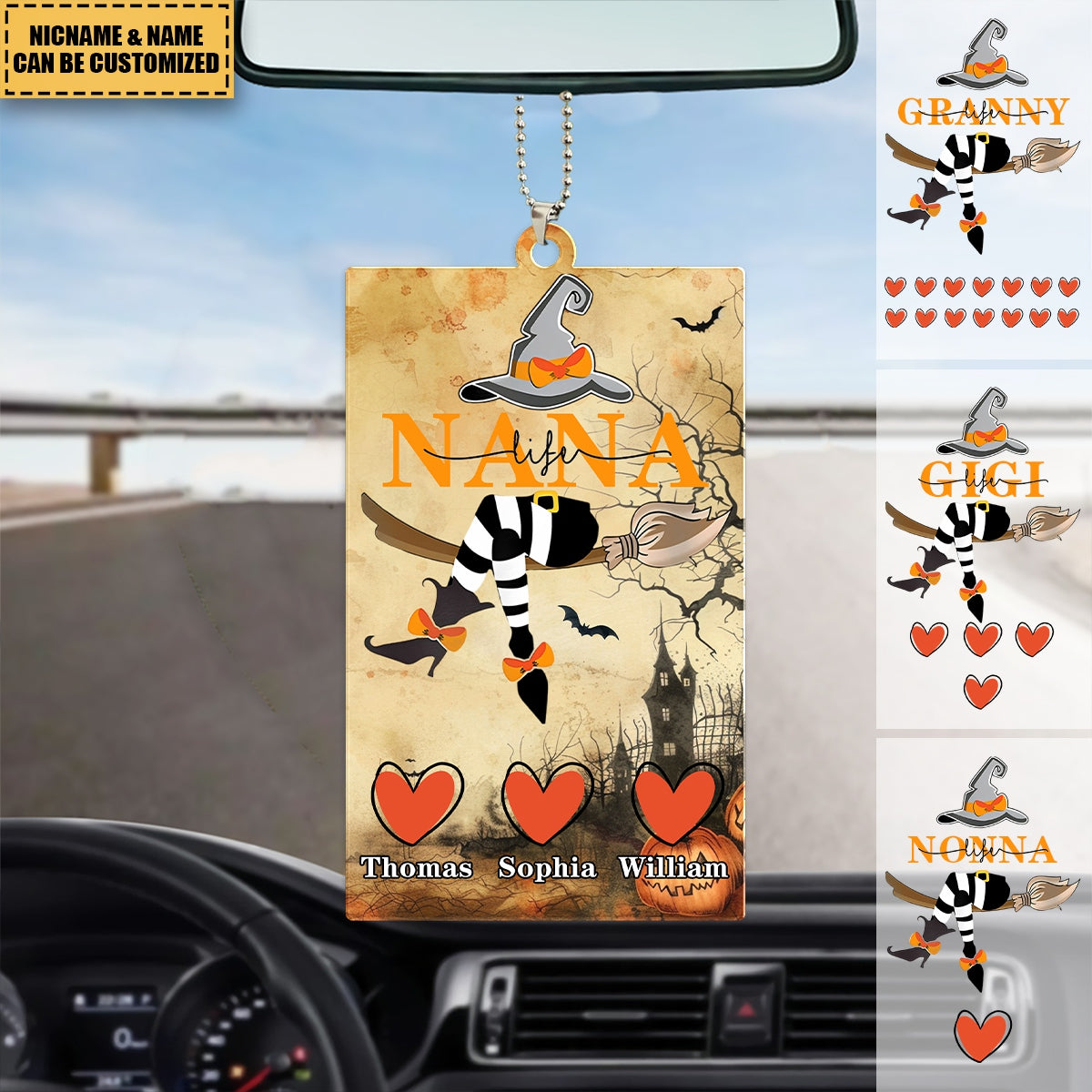 Personalized Grandma Life Witch With Grandkids Halloween Acrylic Ornament