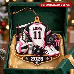 Personalized Volleyball Jersey Acrylic Christmas Ornament - Custom Name & Number Sports Keepsake