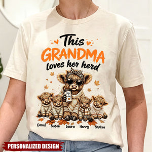 Personalized This Grandma Loves Her Herd - Highland Cow T-Shirt