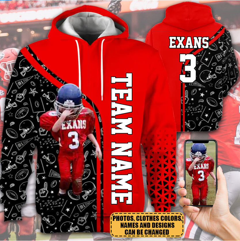 Personalized Hoodie Football Player Photo- Son Mom Family Member
