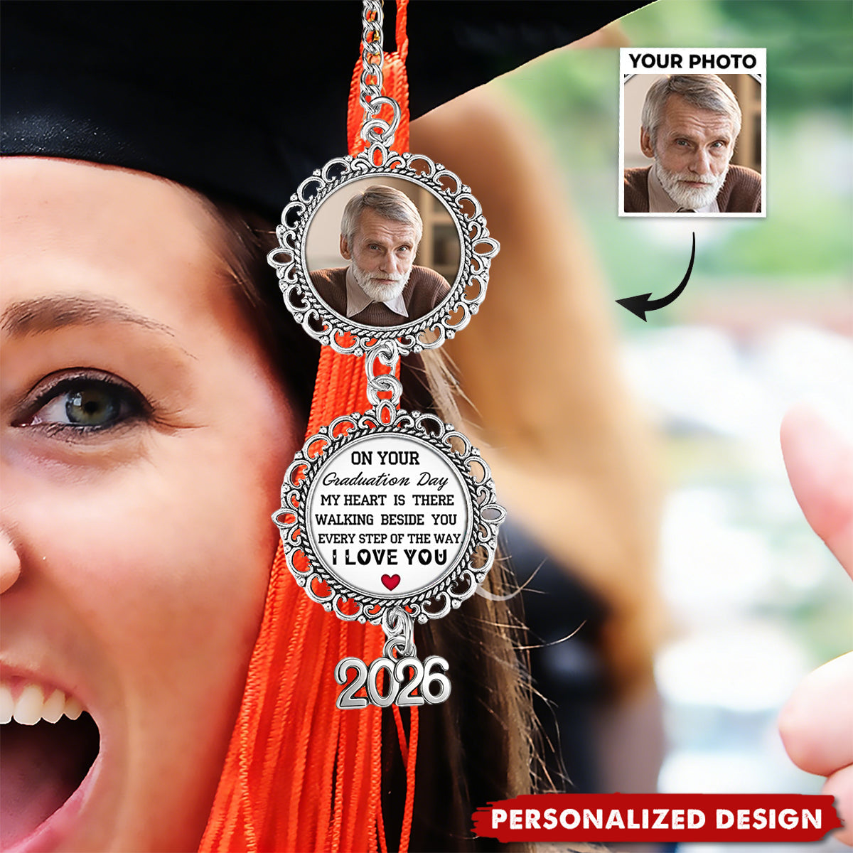 Personalized 2026 Graduation Tassel with Photo Charm - Custom Memory Cap Pendant