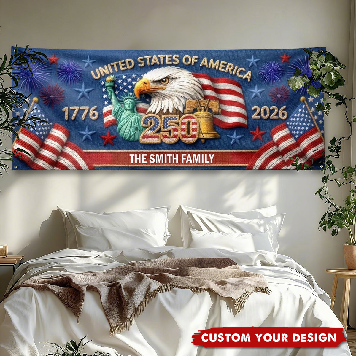 Custom USA 250th Anniversary Family Flag – Patriotic 1776-2026 Banner