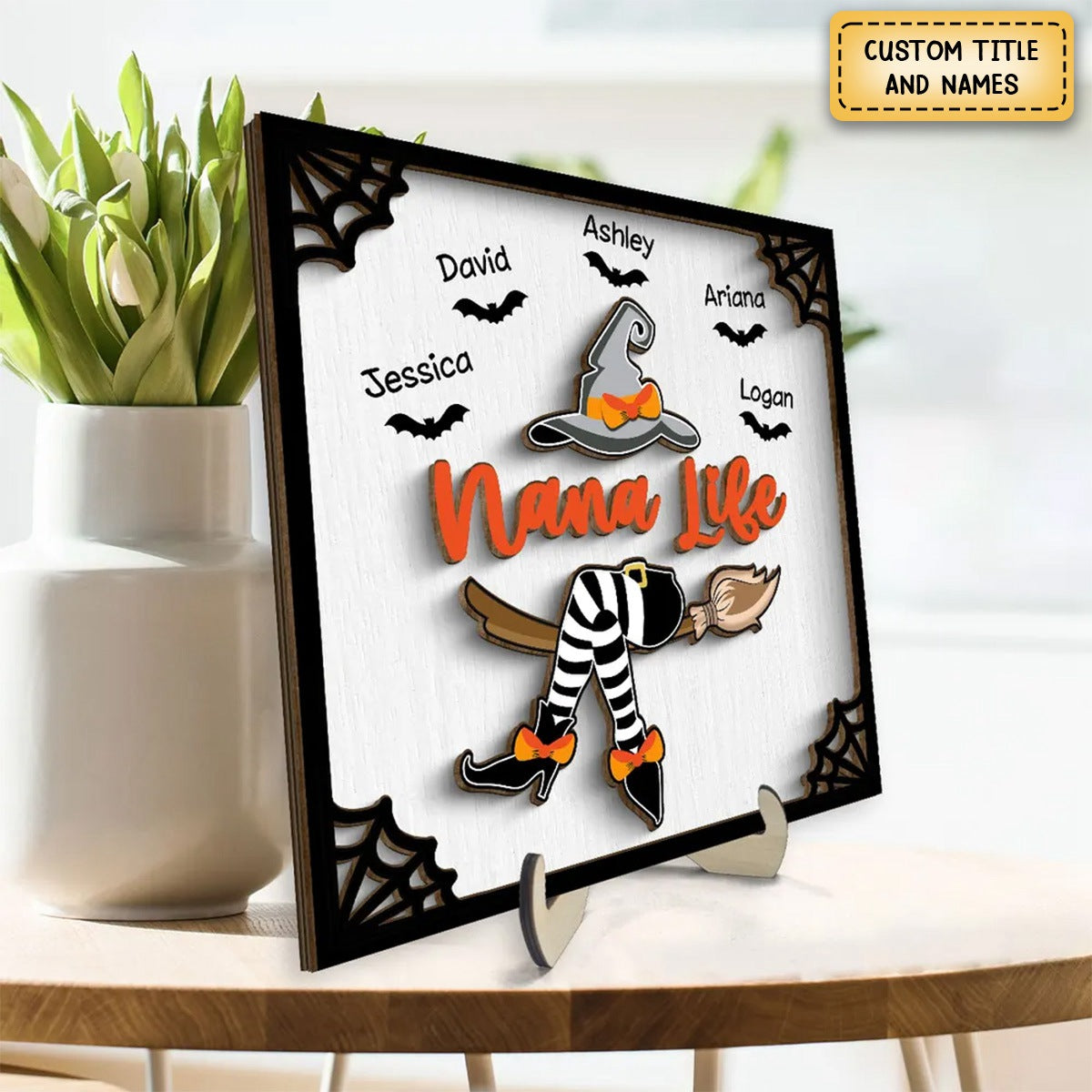 Grandma Witch Halloween Personalized 2-Layer Wooden Plaque, Gift For Grandma