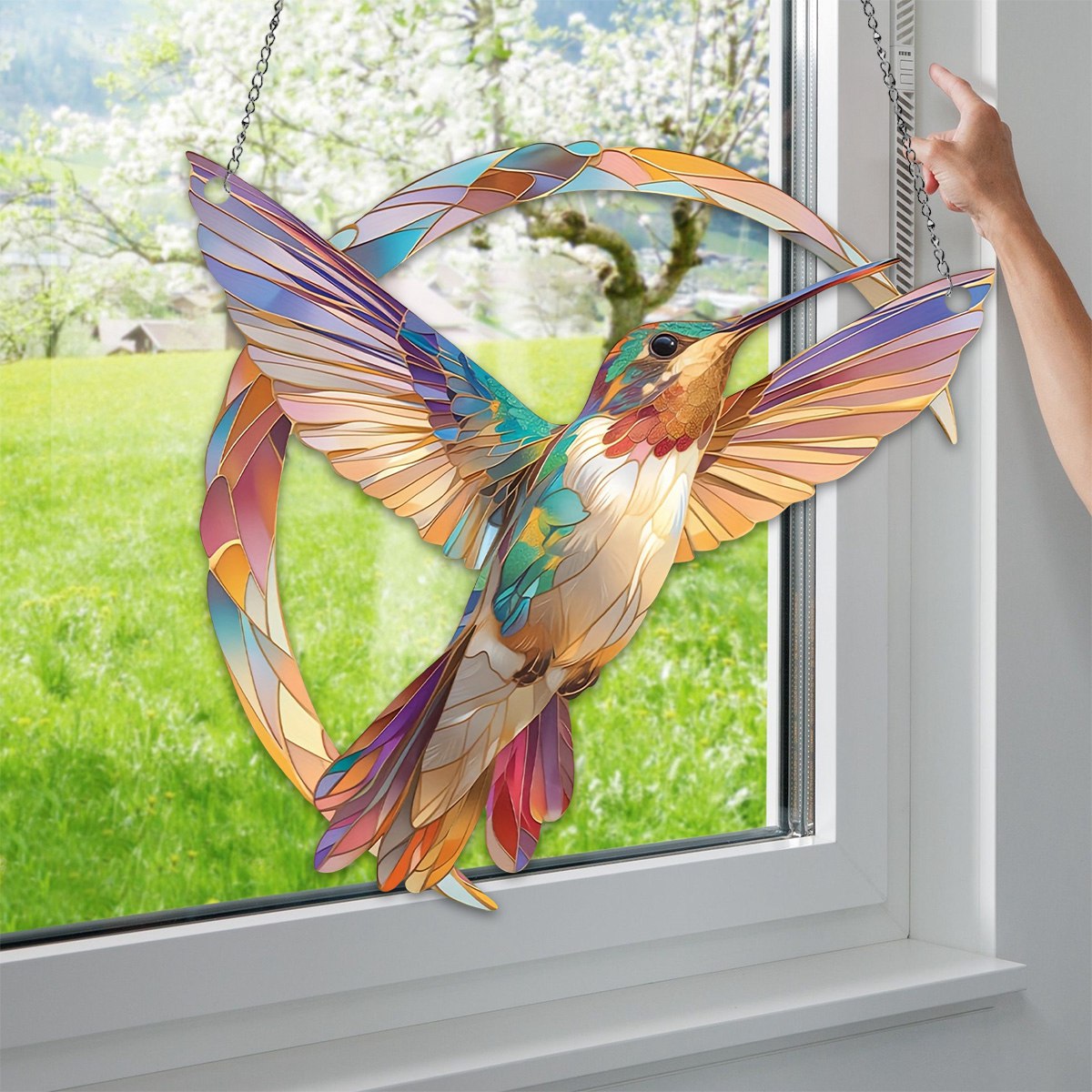 Colorful Hummingbird Window Hanging Ornament Suncatcher