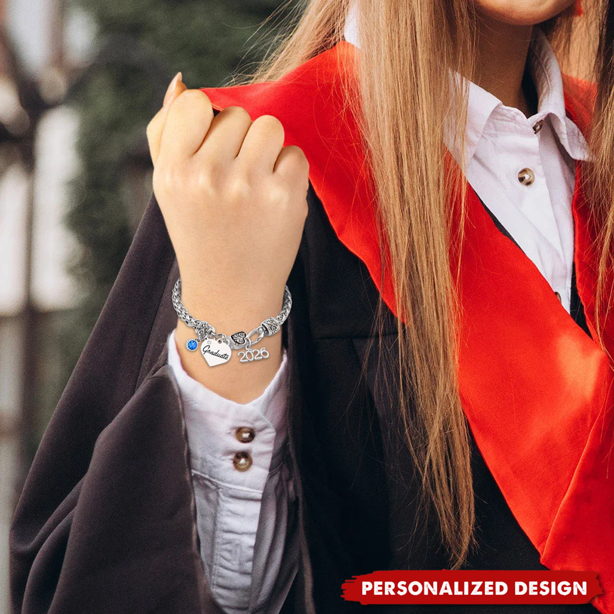 Personalized 2026 Graduation Bracelet -  Custom Name & Birthstone Grad Gift