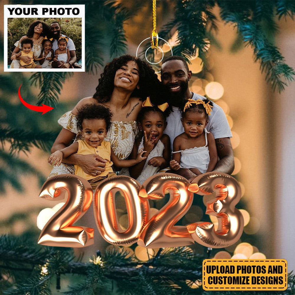 2023 Christmas Balloon - Personalized Photo Mica Ornament - Christmas Gift For Family Members