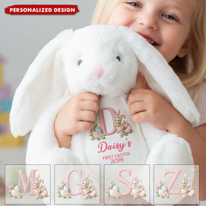 Personalized Baby Bunny Plush Doll– Custom Name & Initial Soft Easter Bunny Gift for Baby