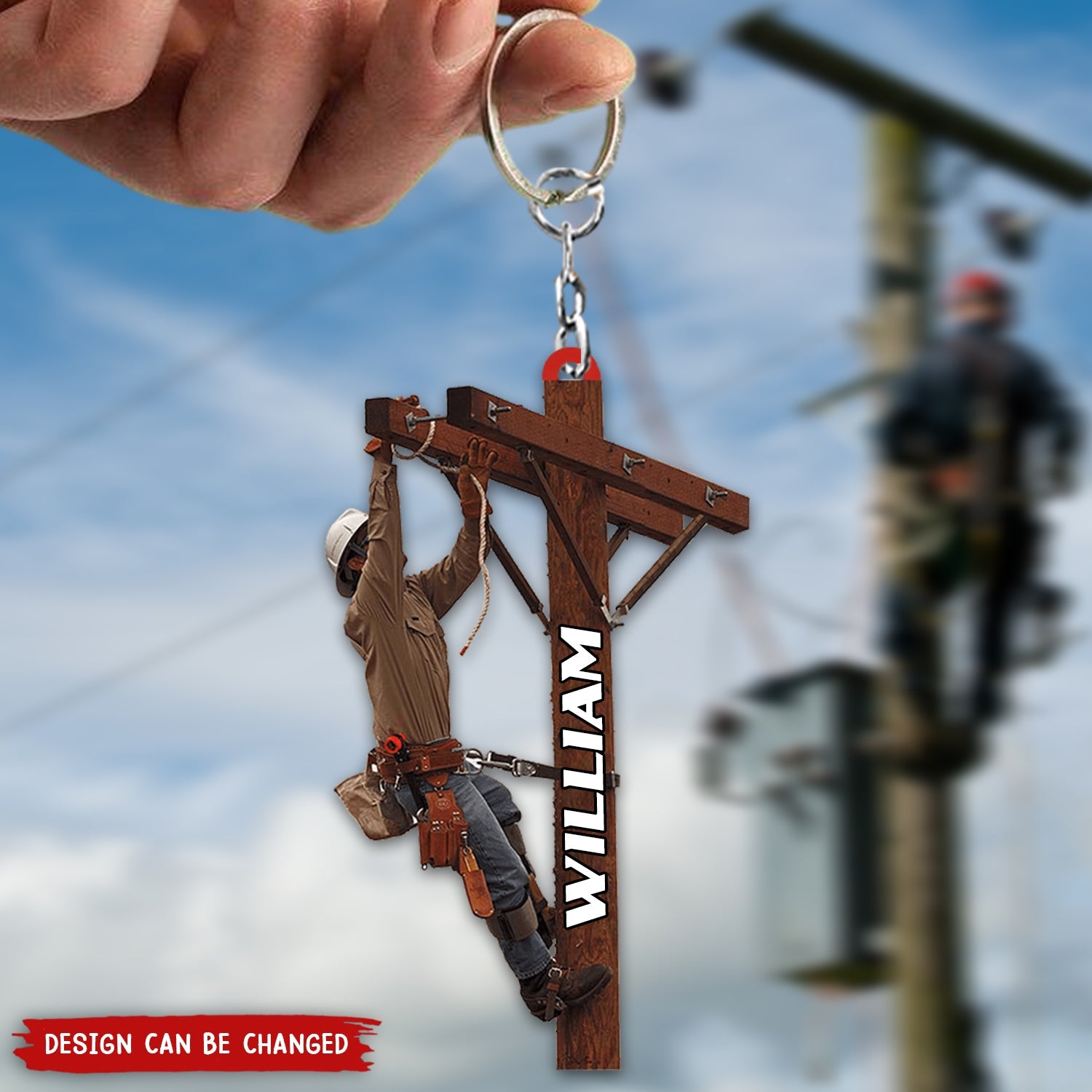 Personalized Lineman Keychain, Gift For Lineman
