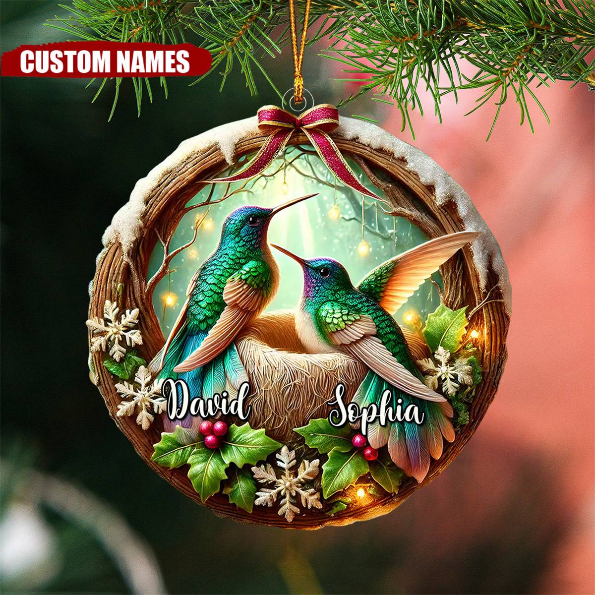 Personalized Hummingbird Couple Christmas Ornament Gift For Animal Lovers, Nature Lovers,Couple-2024 New Release