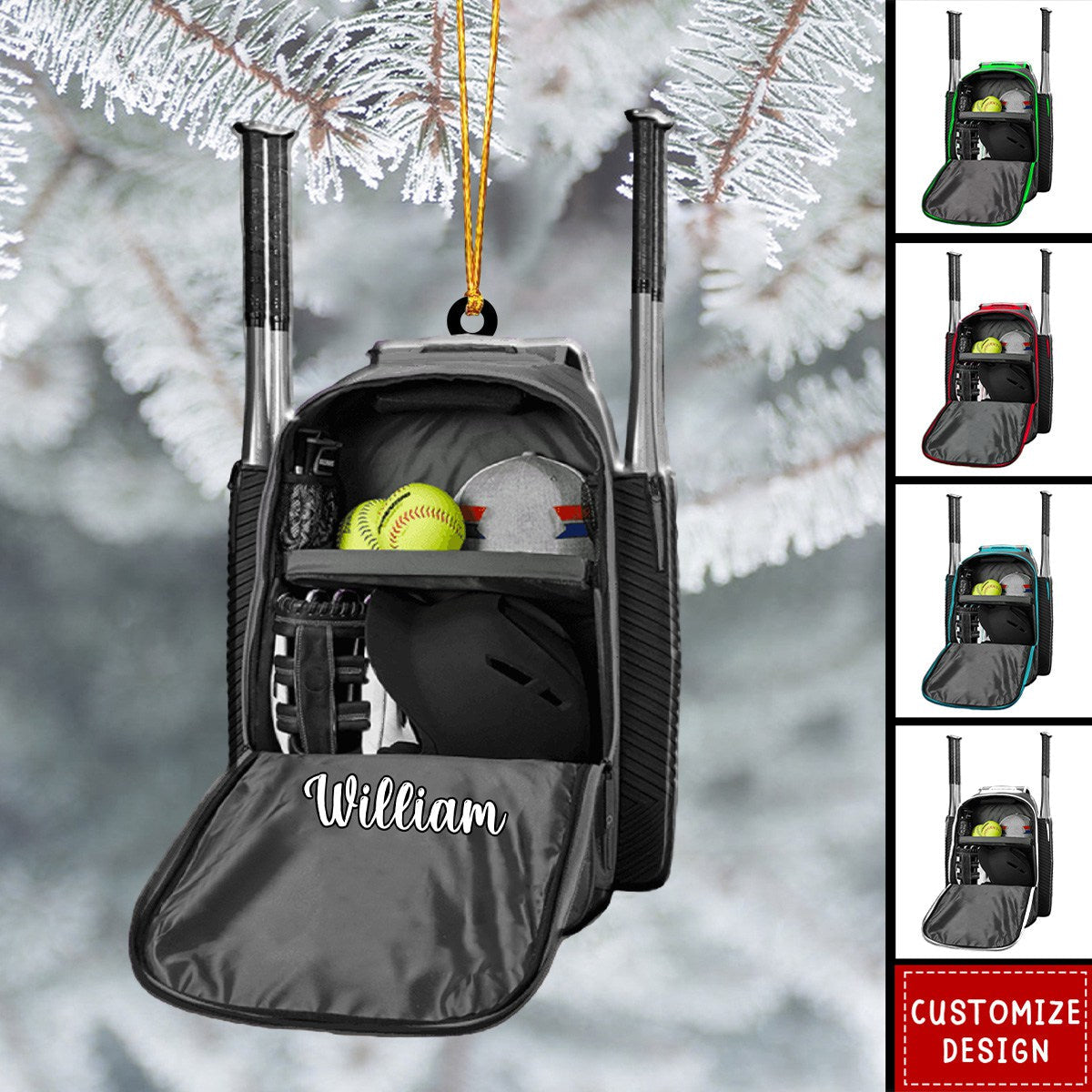 2024 New Release - Personalized Softball Equipment Christmas Ornament