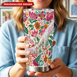 Personalized Floral Fist Bump Mom Tumbler - Custom Name Mother's Day Gift