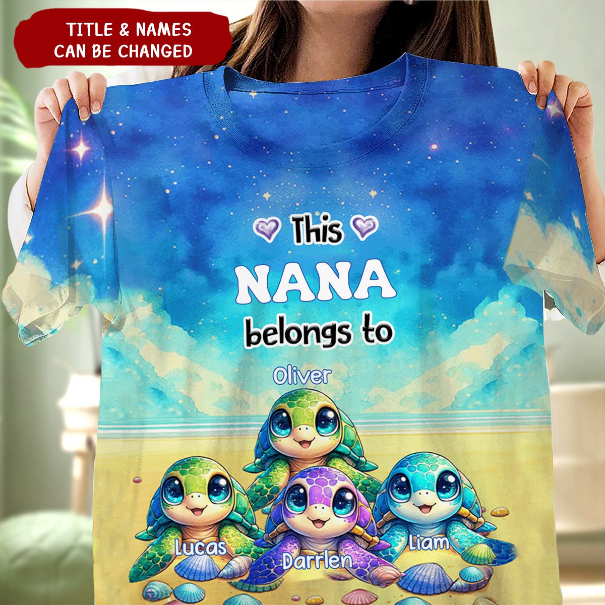 Personalized Cute Little Turtle Grandkids 3D T-shirt-Gift for Grandmas