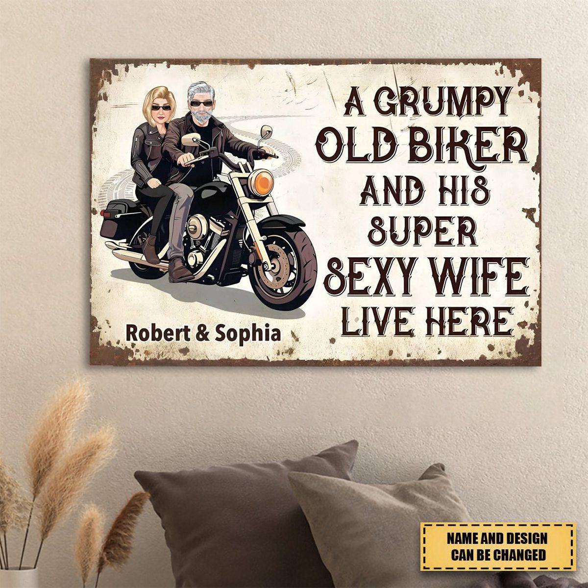 Grumpy Biker And His Wife - Gift For A Biker - Personalized Custom Poster
