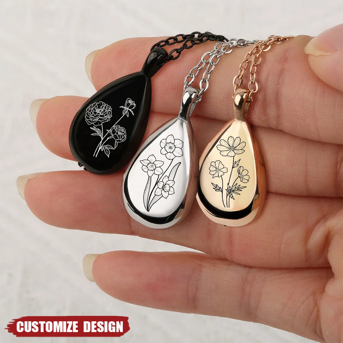 Birth Month Flower Memorial - Personalized Keepsake Necklace