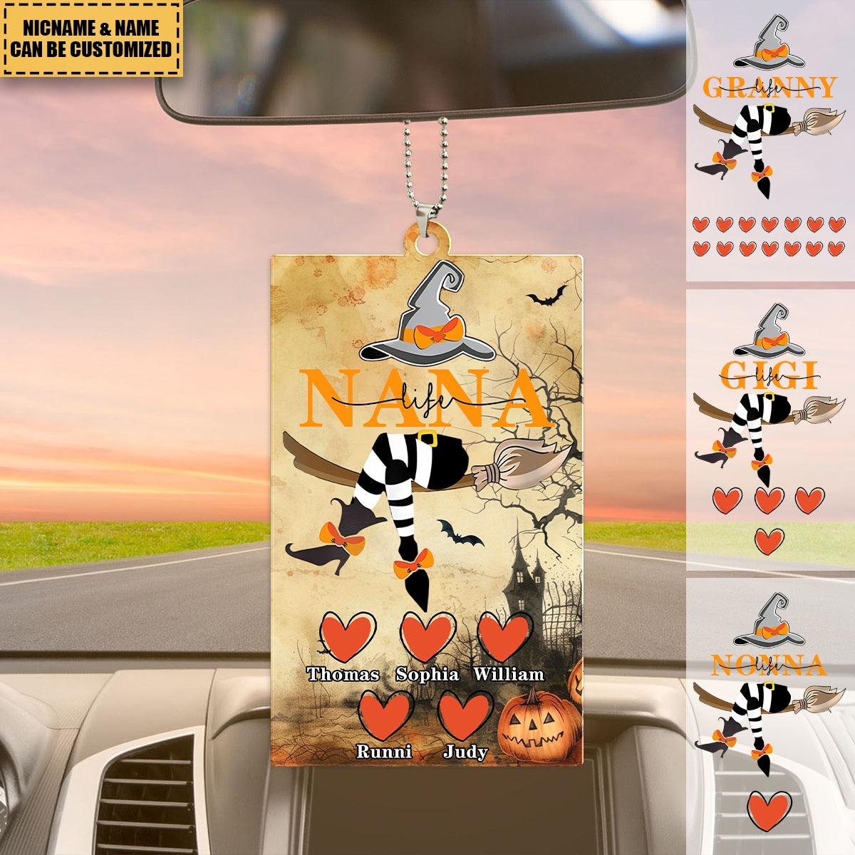 Personalized Grandma Life Witch With Grandkids Halloween Acrylic Ornament