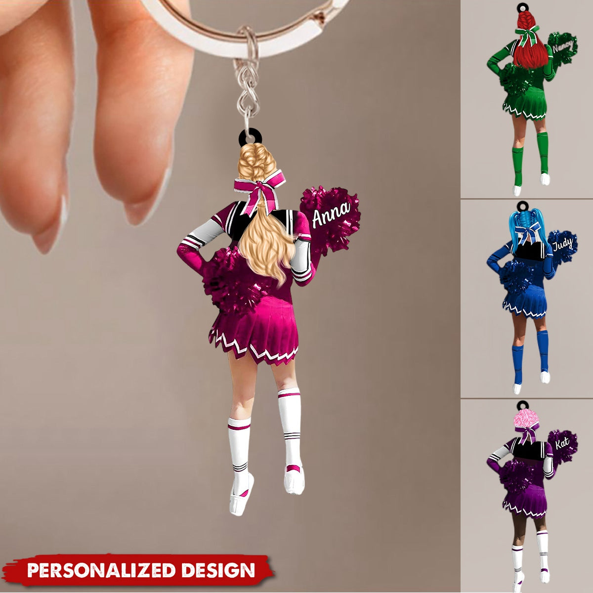 Personalized Cheerleading Pom pom Girl Keychain-Gift For Cheerleading Lovers - 2024 New Release