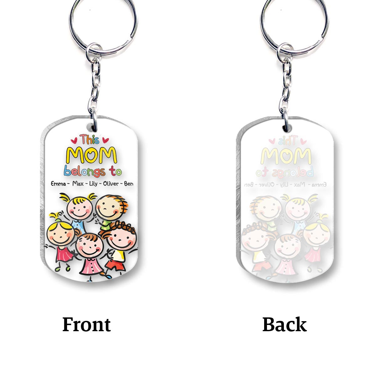 Personalized "This Mom Belongs To" Keychain - Gift for Family