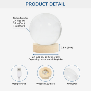 Personalized Photo Crystal Ball Lamp - Memorial Gift for Loss of Loved One