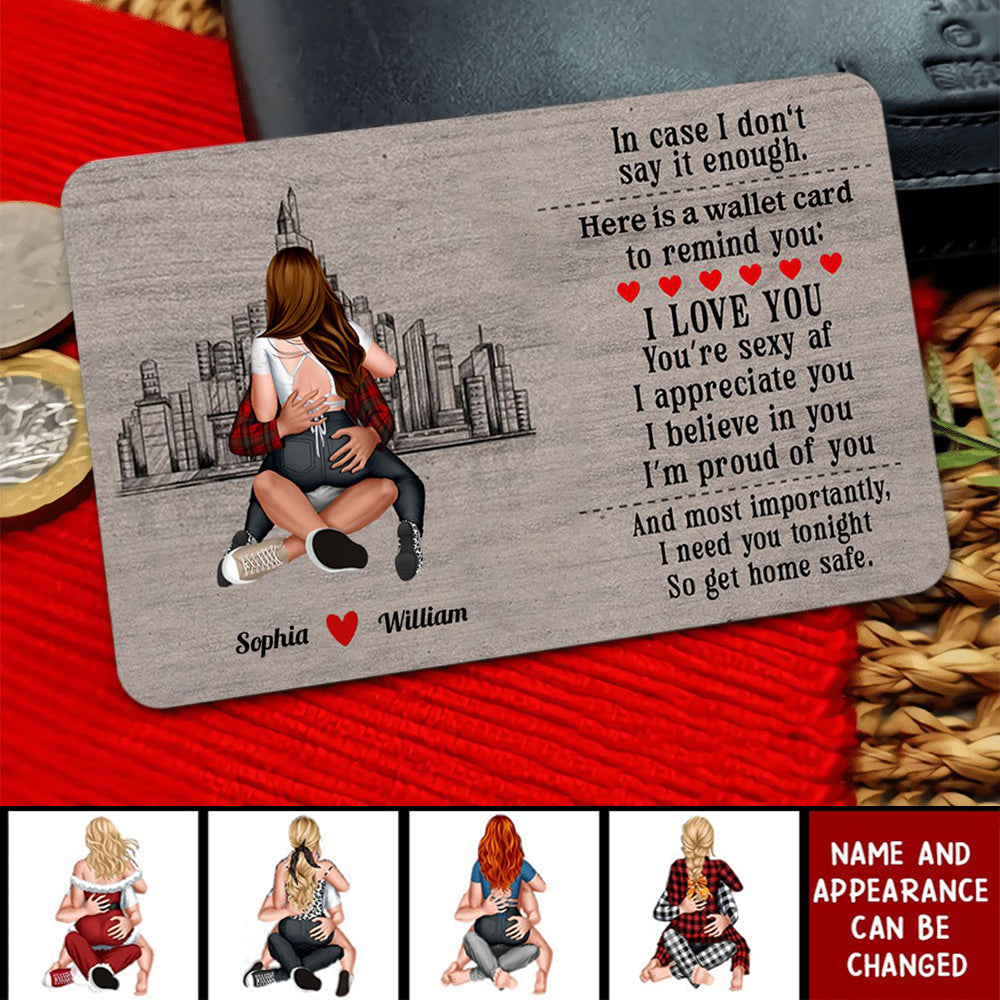 I Need You Tonight So Get Home Safe-Personalized Couple Hugging Aluminum Wallet Card
