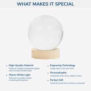 Personalized Photo Crystal Ball Lamp - Memorial Gift for Loss of Loved One