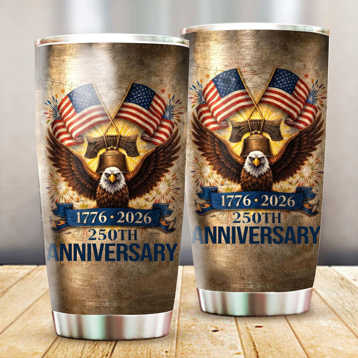 Vintage Patriotic Eagle Tumbler — 250th Anniversary American Gift