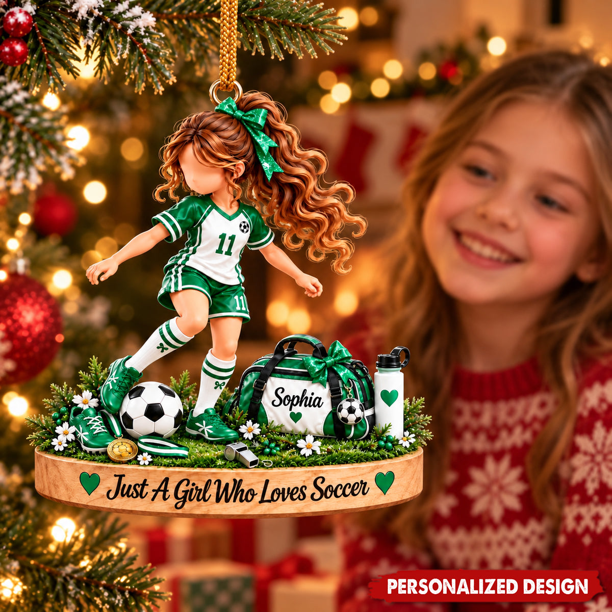 Soccer Lover Personalized Acrylic Ornament - Custom Name Sports Themed Holiday Decor