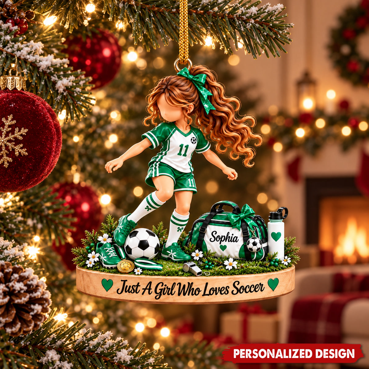 Soccer Lover Personalized Acrylic Ornament - Custom Name Sports Themed Holiday Decor