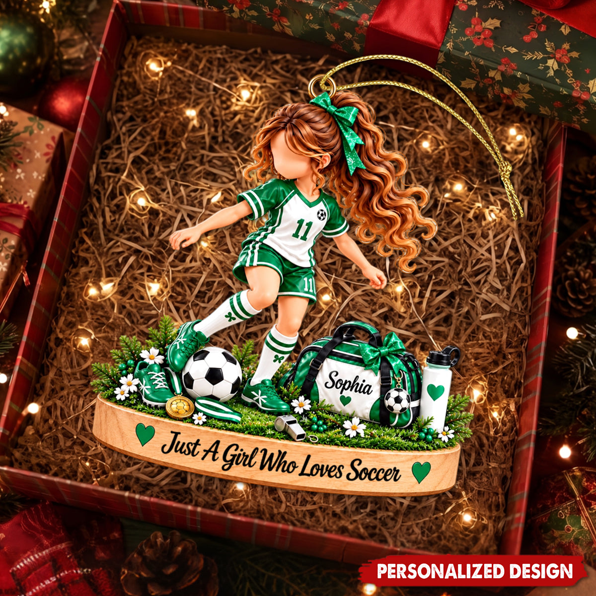 Soccer Lover Personalized Acrylic Ornament - Custom Name Sports Themed Holiday Decor