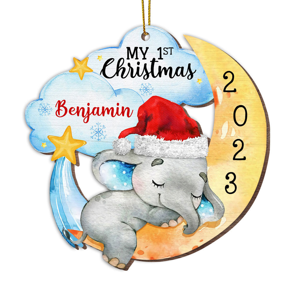 Personalized Elephant Baby First Christmas Ornament
