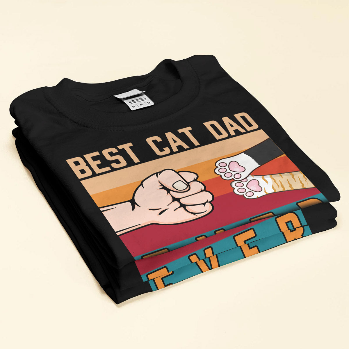 Best Cat Mom Cat Dad Ever Fist Bump Personalized Black T-shirt