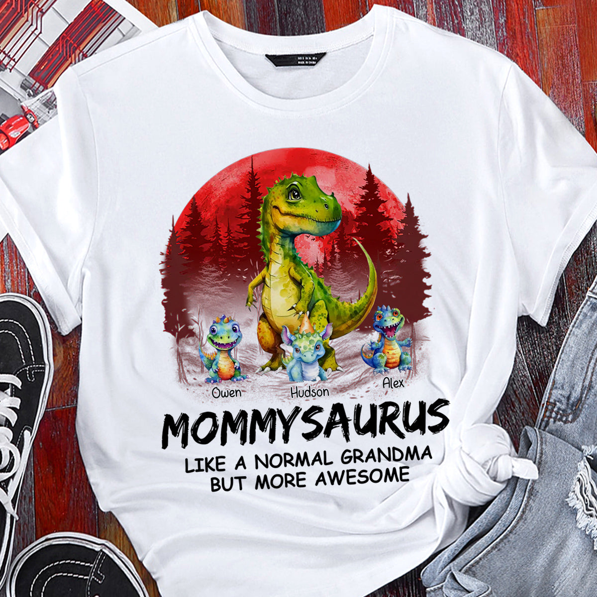 Nanasaurus like a normal grandma but more awesome Personalized White T-shirt