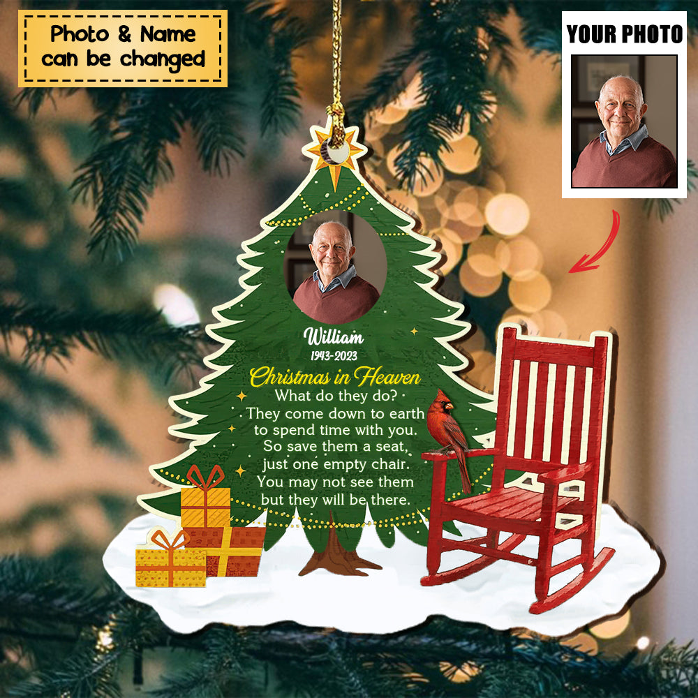 Memorial Upload Photo Family Loss, Christmas In Heaven What Do They Do Personalized Ornament