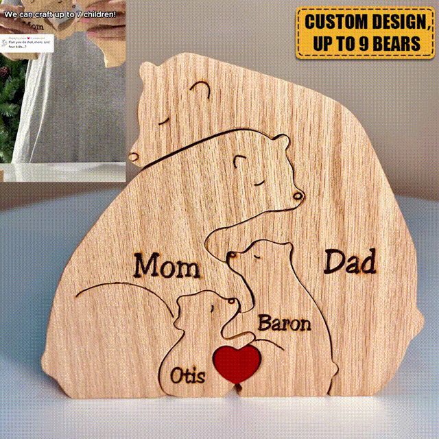 Handcrafted - Family - Wooden Bear Family - Personalized Wooden Pet Carvings